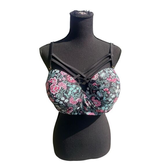 Island soul curve womans plus size 2xl floral bikini top beach fun vacation - Picture 1 of 6